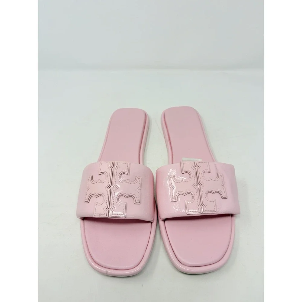 Tory Burch Womens Size 13 Double T Sport Slide Sandals in Petunia Pink $198 S3